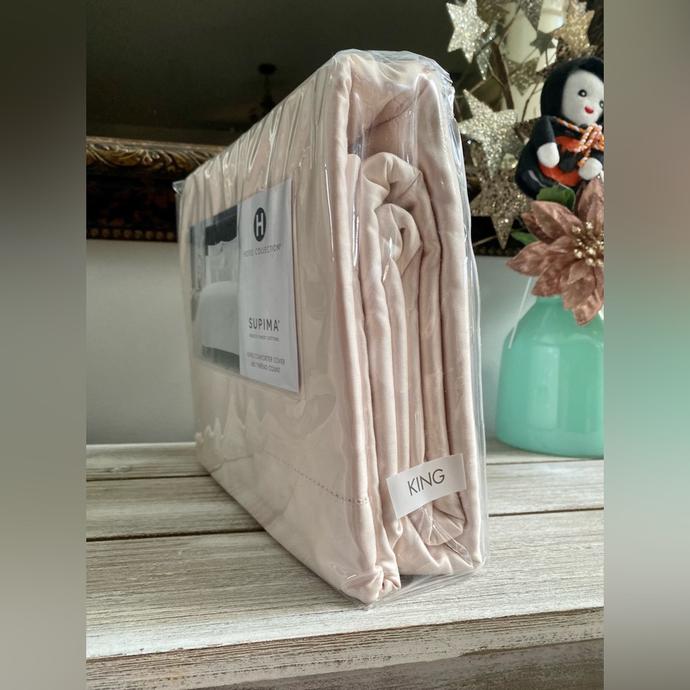 Hotel Collection Supima Cotton 680 Thread Count King Duvet Cover ✨ Pale Pink - Picture 3 of 17
